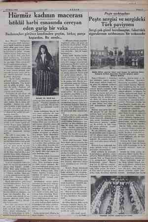    13 Mayis! 1934. Sabite AKŞAM eğ j e Sahife Taci “ Hürmüz kadının macerası İstiklâl harbi esnasında cereyan eden garip bir