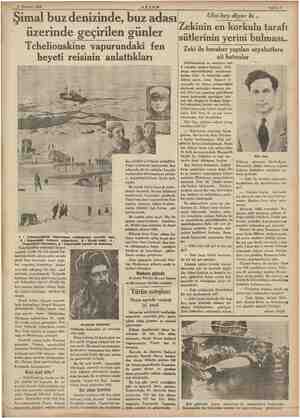  “e * —£ Haziran 1984 ii 1934, Kp AKŞAM. Sahife 7 © Şimal buzdenizinde, buz adası üzerinde geçirilen günler Tcheliouskine...