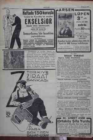    AKŞAM 27 Haziran 1934 Haftada 150 kuruşla Galata'da Karaköy'de meşhur EKSELSIOR Büytik olbise fabrikasında. intihap...