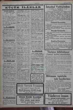  5 | AKŞAM. 27 Haziran 1934 Sahife 10 KÜÇÜK İLÂNLAR Umumi malümat 1 — “Küçük ilânlar, tarifesi 1 def 40 kuruş Wii m» Se ©: 2 >