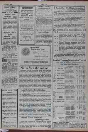  21 Temmuz 1934 AKŞAM Sahife 11 İ Deniz yolları İŞLETMESİ Acenteleri: Karaköy » Koprabapı Tel, 42462 — Sirkeci, Mahürdarzade