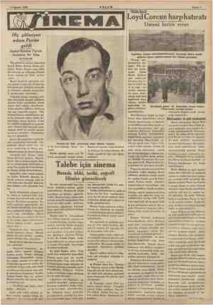    ya “ie Sahife 7 6 Ağustos 1934 AKŞAM Hiç gülmiyen , adam Parise geldi Buster Keaton Pariste fransızca bir filim İ evirecek