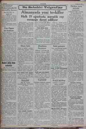    | Sahife2 AKŞAM 9 Ağustos 1934 SON TELGRAFLAR ulgaristanda bir endifer kazası Beş kişi öldü, 11 yaralı var Sofya 8 (Hususi)