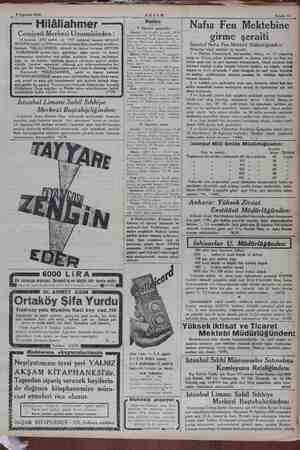  9 Ağustos 1934 AKŞAM Sahife 13 —— Hilâliahmer Cemiyeti Merkezi Umumisinden : 10 haziran 1926 tarikli ve 1927 numaralı kanuna