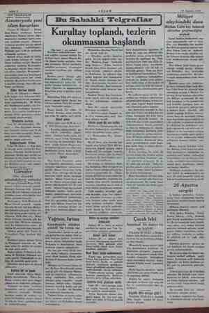  A Sahife 2 19 Ağustos 1934 SON TELGRAFLAR Avusturyada yeni idam kararları Viyana 19 (Hususi) — Dis a kar hiza edenlerden...