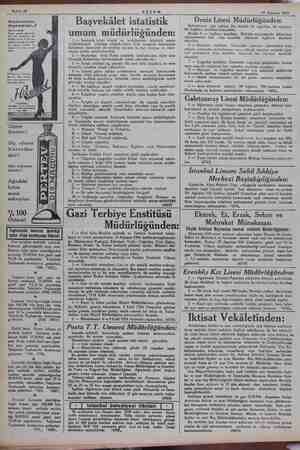    Sahife 10 öz AKŞAM. z 19 Ağustos 1934 - . yi Deniz Lisesi Müdürlüğünden: Korseleri Başvekâlet istatistik Mektebimize yüz