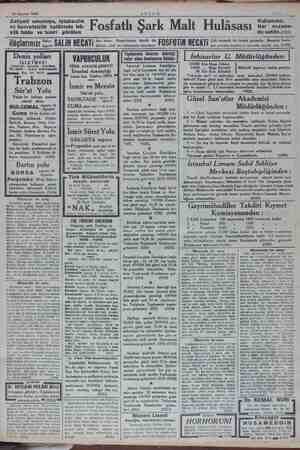    30 Ağustos 1934 AKŞAM Zafiyeti umumiye, iştahsızlık ve kuvvetsizlik halâtında bü- görülen yük falde ve tesiri Fosfatlı Şark