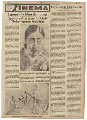  “1 Eylül 1934 Japonyada filim dampingi Japonlar pek az masrafla büyük yapmağa başladılar filimler Japonya, her sahada olduğu