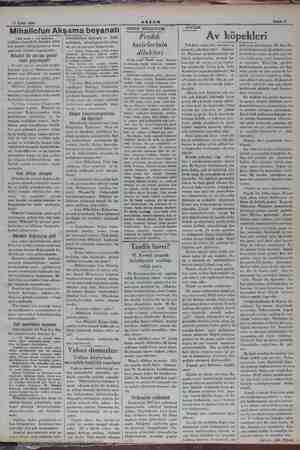    17 Eylül 1833 AKŞAM Mihailofun Akşama beyanatı (Bap tarafı 1 indi sabifede) yoğluna otomobille hareket eder- ken gazete...