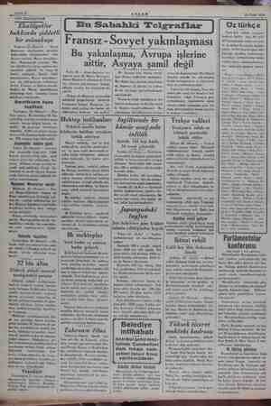    23 Eylül 1934 SON TELGRAFLAR Ekalliyetler hakkında şiddetli bir münakaşe Cenevre 23 (Husu komisyon  ekalliyetler hakkındaki
