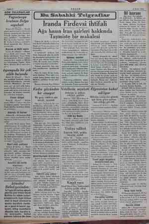    Sahifez AKŞAM 27 Eylül 1934 SON TELGRAFLAR amman arma m , Yugoslavya kralının Sofya seyahati Belgrat 27 (Hususi) — Burada