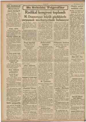    Sahife 2 AKŞAM E3 Teşrinievvel 1934 SON TELGRAFLAR e Macaristanın siyasi faaliyeti , Viyana 26 (Hususi Eği — ber ve...