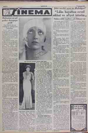    7 Teşrinisani 1934 Holivutun en şık yıldızı Avrupaya geldi Kay Francis sinema artistliğinin güçlüğünden bahsediyor Paris