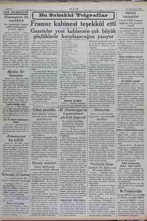    10 Dİ 1934 SON TELGRAFLAR Almanyanın bir teşebbüsü Sar hududunda fransız askeri toplanmasını protesto ediyor Paris 10...