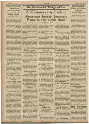  Sahife 2 i AKŞAM 23 Teşrinisani 1934 SON TELGRAFLAR a Yugoslavya notasını verdi Macar başvekili harbe sebebiyet verilmek su