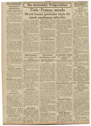  AKŞAM Z9 Teşrinisani 1934 SON TELGRAFLAR Şİ nl Almanyanın silâhlanması endişe uyandırdı Avam kamarasında mühim bir müzakere