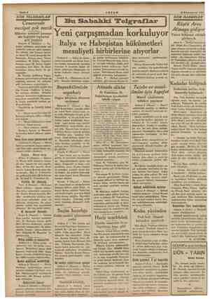    AŞIR AŞ ” bulunmuş YAR AKŞAM 10 Kânunuevvel 1934 Sahife 2 SON TELGRAFLAR EEE ERME TERLER Cenevrede vaziyet çok nazik...