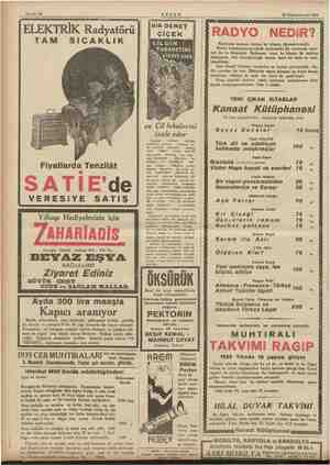  m Sahife 12 gPEM EE ELEKTRİK Radyatörü TAM SICAKLIK 25 Ki nuevvel 1934 ğ Fiyatlarda Tenzilât B SATIE'de VERESİYE SATIŞ...