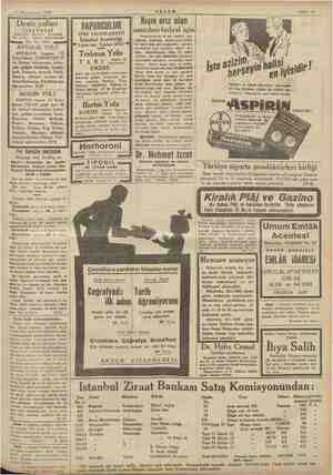 ye Könunusani 1935 AKŞAM TER Sahife 11 Deniz yolları İŞLE Acenteleri: Karaköy Te Sönkin 4336 > Sirkeci rr Tek: 227 AYVAL IK