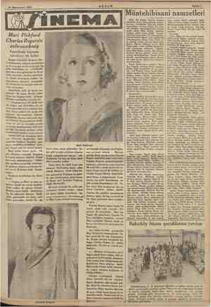  Fe ez ü 19 Kânunusani 1935 Mari Pickford Charles Rogersle evlenecekmiş Amerikada heyecan uyandıran bir haber Duglas Fairbanks