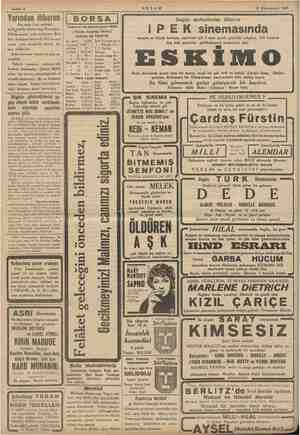    Sahife 4 iş AKŞAM 31 Kânunusani 1935 Yarından itibaren | B O R sS A | Bugün matinelerden itibaren B 1 inci sahifede) artık