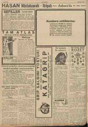    Sahife 12 AKŞAM e | HASAN Müstahzaratı » İtriyatı vw Ankara'da bir dene açıyor SEFİLLER ViKTOR HUGO Merhum Şemseddin Sami