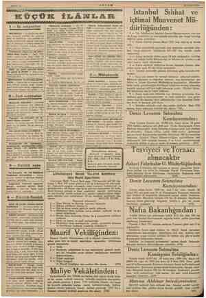  Eyi GE TY İ | Sahife 16 yi AKŞAM KÜÇÜK İLÂNLAR 1 — Iş arıyanlar e m kel bbiys — an boş ii y ve bayanlara e ie etmek gibi Li