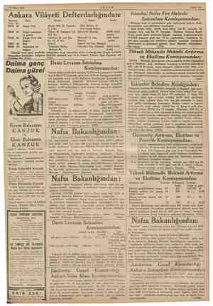    14 Mart 1935 ME ae > AKŞAM Ankara Vilâyeti Defterdarlığından: Kıymeti Cinsi lira K. 18300 00 Ahşap Otel 50000 00 Kârgir...