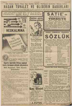  Sahife 12 AKŞAM 19 Mart 1935 a Gül, Limon, Amber, Fujer, Şipr, Leylâk, Revdor, Flördamur, Acıbadem, Akasya kokulu HASAN...