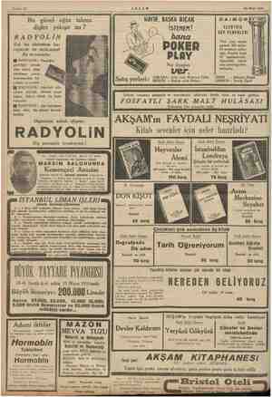  Sahife 12 AKŞAM 4 Mart 1935 HAYIR, BAŞKA BIÇAK DAMON : ELEKTRİK İSTEMEM ! CEP FENERLERİ z Yeni icad olarak Dp ğ KE p garanti