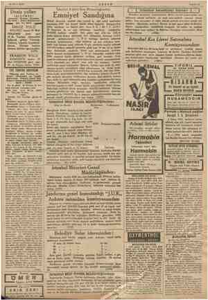    28 Mart 1935 AKŞAM Sahife 15 Deniz yolları İŞLETMESİ Asenteleri: Karaköy «* Köprübapı Tel. 42868 — Birkeci Mühürdarsade...