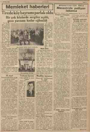  İ 29 Mart 1935 ( Memleket .AKŞAM haberleri Tirede köybayramı parlak oldu Bir çok köylerde sergiler açıldı, Tire 18 (Huw-...