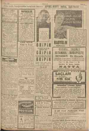     © Mayız 1935 AKŞAM Sahife 15 Grip, nezle, başağrısından kurtulmak istersen  ASPIROL HEĞATi kullan, Salih Necati tese DOYÇE
