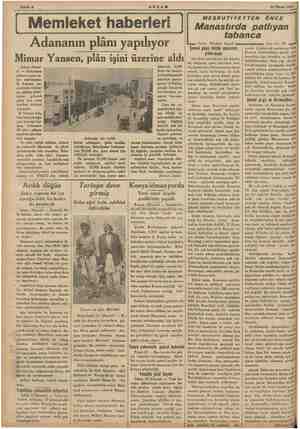    p , Sahife 6 AKŞAM “2 24 Mayıs 1935 , Memleket haberleri Adananın plânı yapılıyor Mimar Yansen, plâni işini üzerine aldı