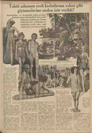    Hazira 1935 Yeni çıkan banyo kostüm modaları, yukarıdakinin esası Tahitililerin kostü- ün m madır u ha gelen Amerika...