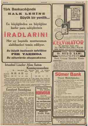  Sahife 12 zi > AKŞAM a 16 Haziran 1935 Türk Bankacılığında HALK LEHİNE Büyük bir yenilik... Açık havada Bırakılmış En...