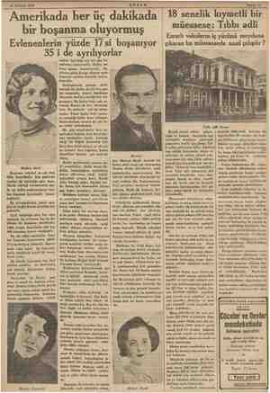    20 Haziran 1935 AKŞAM Amerikada her üç dakikada bir boşanma oluyormuş Evlenenlerin yüzde 17 si boşanıyor 35 Madam Atvil...