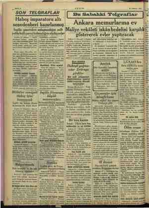    Sahife 2 AKŞAM 18 Temmuz 1935 SON TELGRAFLAR Habeş imparatoru altı senedenberi hazırlanmış Ingiliz gazeteleri anlaşmazlığın