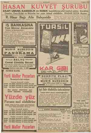  Sahife 12 “AKŞAM! 2 Ağustos 1935 , ZAAFI UMUMİ, KANSIZLIK ve KEMİK hastalıklarına şifai tesirleri çoktur. Çocuklar, Gencler,