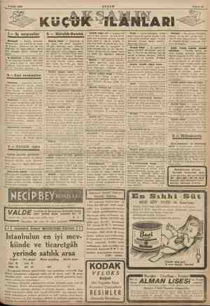       4 Eylül 1935 777 â RI“ Sahife 13 1— Iş arıyanlar | 4 — Kiralık-Satılık Daktilo, Fransizca, Satılı — Üsküdarda Muhasib —