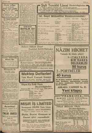  ir | 2 Eylül 1935 Sahife 15 KOCAELİ in 12) Ey- Mp PERŞEM günü saat 16 da ini söle “5448, AKŞAM İstanbul tapu müdürlüğünden: