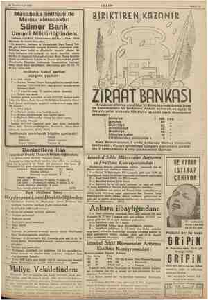      24 Teşrinievvel 1935 AKŞAM Sahife 13 Müsabaka imtihanı ile Memur alınacaktır: Sümer Bank Umumi Müdürlüğünden: ln. Kame