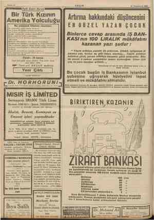  Sahife 14 AKŞAM 31 Teşrinievvel 1935 Faik Sabri Duran Rp . zu ir Türk Kızının Amerika Yolculuğu Bu yolculuk kitabını okurken