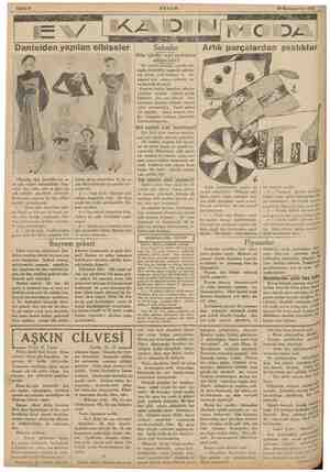      AKŞAM ZN | DURUR 10 Kânunuevvel 1935 Elbiselik ağır danteller bu se- ne çok rağbet bulmaktadır. Dan- teller düz, lake,