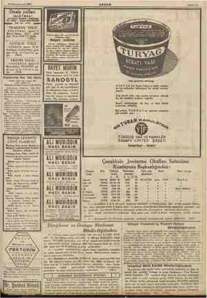  18 Kânunuevvel 1935 Deniz yolları GÜLCEM Birinci kânun günü saat 20de RİZE'YE e Hurma sabunu 24 veya 12 adedlik satılır Gayet