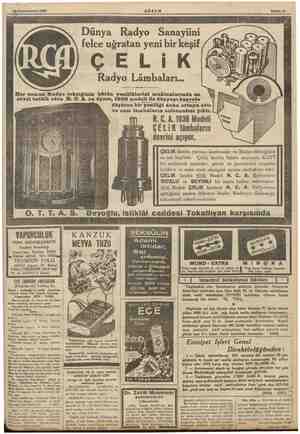  19-Kânunuevvel 1935 er zaman Radyo tekniğinin b AKŞAM Sahife Dünya Radyo Sanayiini felce uğratan yeni bir keşif ÇELİK Radyo