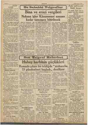    Sahife 2 AKŞAM 1 Könunusani 1936 POLİTİKA 1936 Çoğumuzun korktuğunun tersine ola- rak, bu yıl sulh yılıdır. Habeş - İtalya