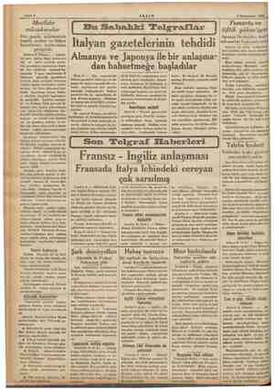    9 Kânunusani 1936 Sahife 2 AKŞAM Mecliste ri Yumurta ve müzakereler | | Bu Sabahki Telgraflar | Dün gazete riya tespiti,