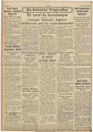  Sahife 2 Kral Edvard hariciye vekilimiz “ Kabul etti Tevfik Rüştü Aras İngiliz — hariciye nazırile de görüştü Kral (sekizinci