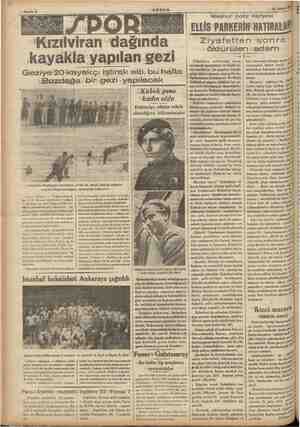    -—Sahife 8 LA 24 m Mı ) | 'Kızılviran dağında kayakla-yapılan gezi Geziye”20 kayâkçı iştirak -Bozdağ e -AKŞAM etti; bu...